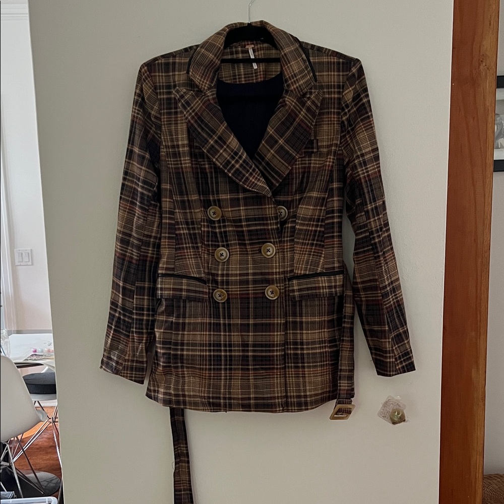 Free People Plaid Double-Breasted Women’s Jacket -